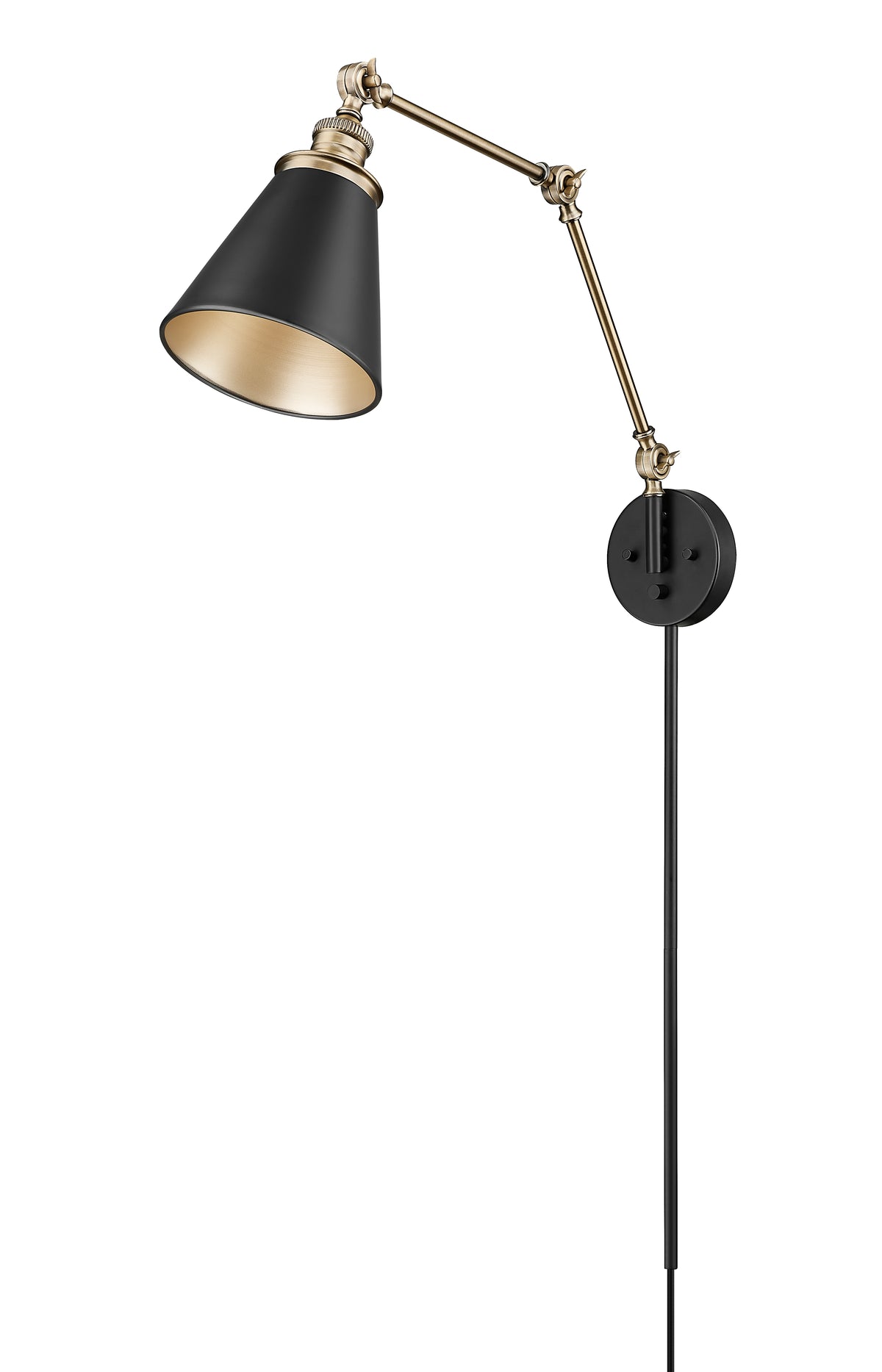 7.25'' Evonne Matte Black/Vintage Brass 1 Light Swing Arm Sconce