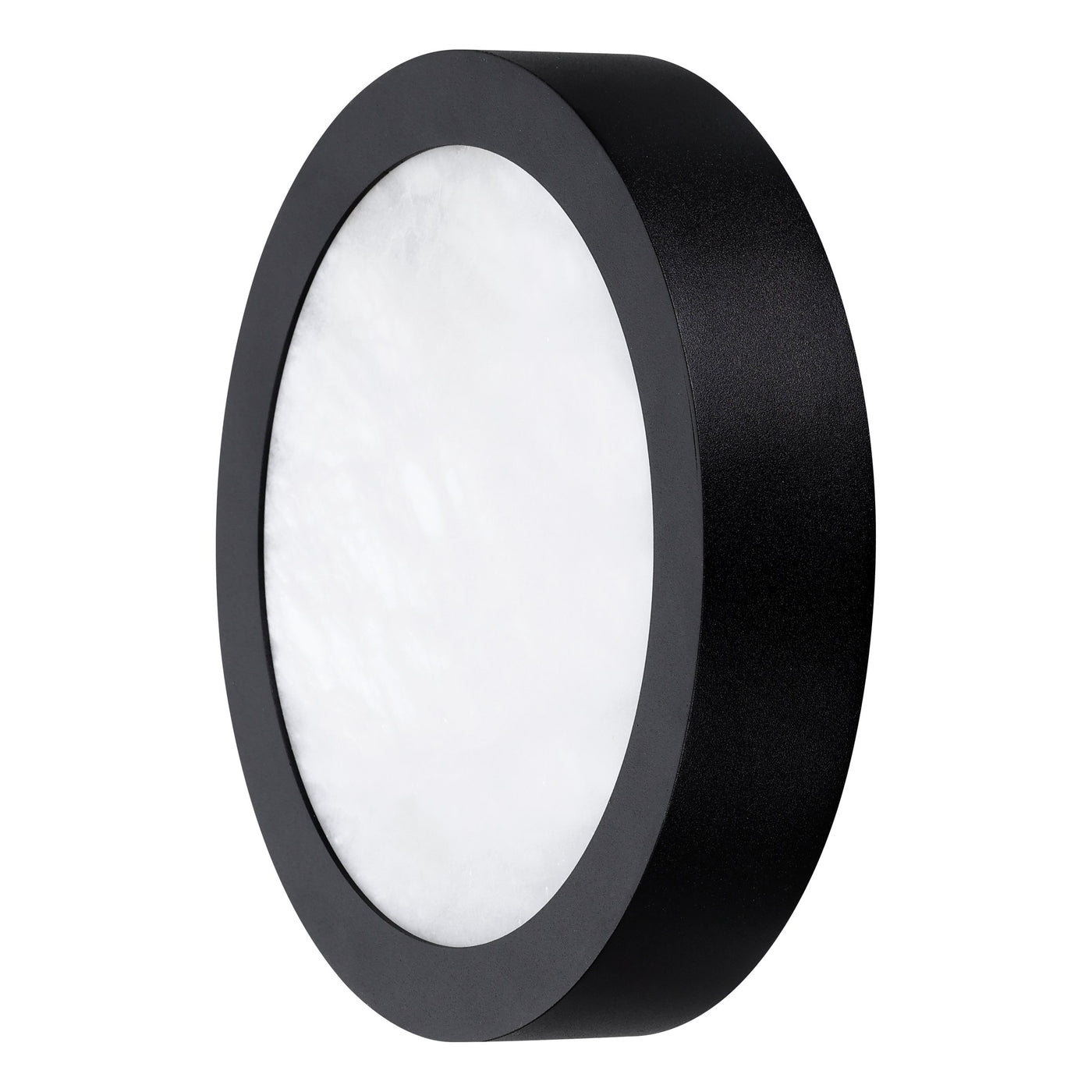 Argyle 8-inch Textured Black and Natural Alabaster 5CCT LED Flush Mount