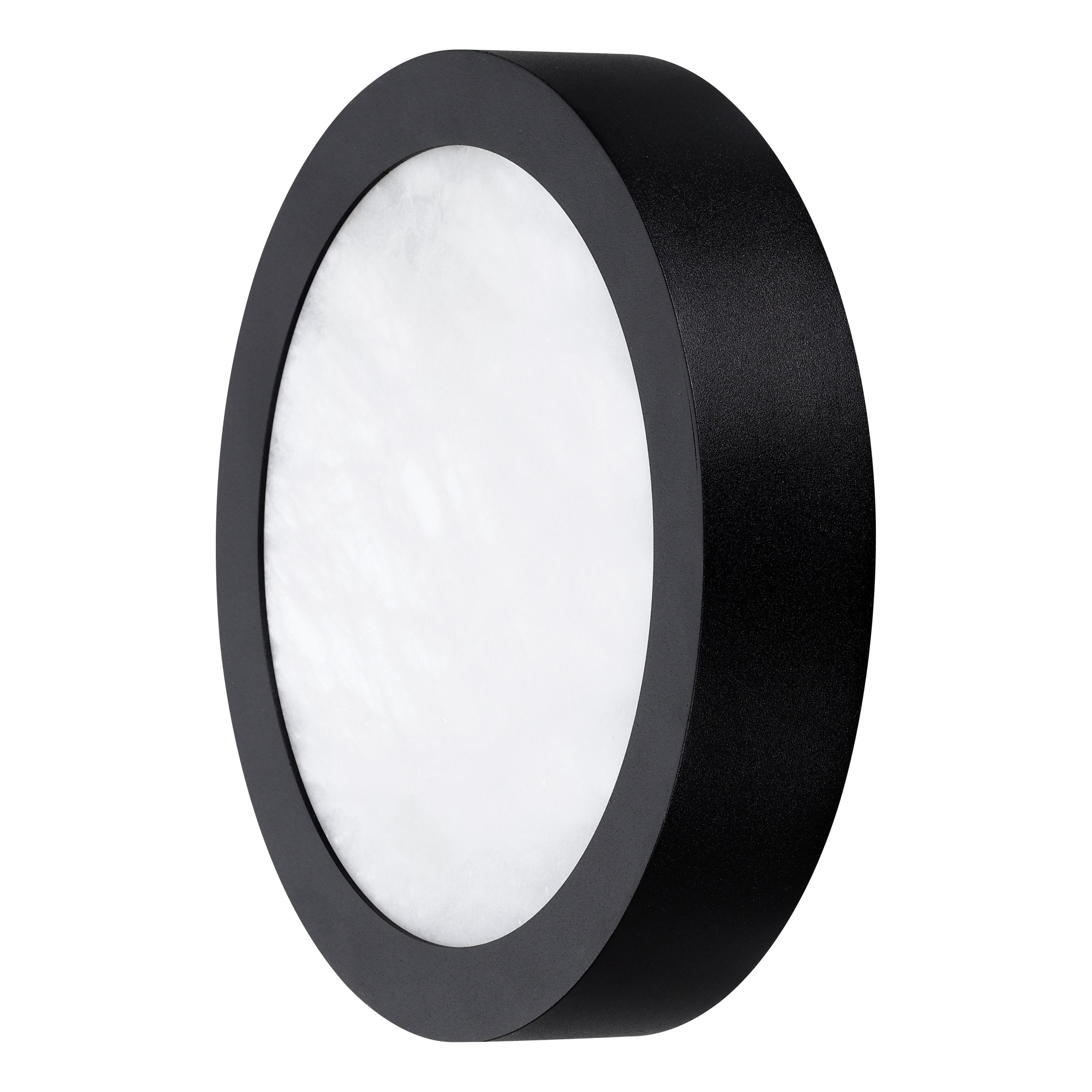 Argyle 8-inch Textured Black and Natural Alabaster 5CCT LED Flush Mount