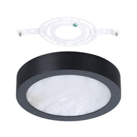 Argyle 8-inch Textured Black and Natural Alabaster 5CCT LED Flush Mount