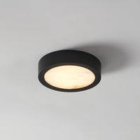 Argyle 8-inch Textured Black and Natural Alabaster 5CCT LED Flush Mount