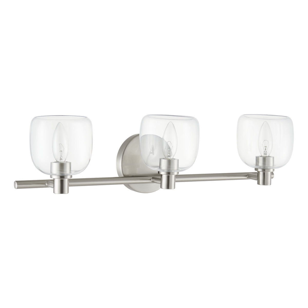 Valentina 24-inch 3-light Brushed Nickel Vanity Light with Clear Glass Shades