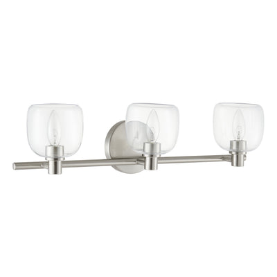 Valentina 24-inch 3-light Brushed Nickel Vanity Light with Clear Glass Shades