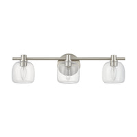 Valentina 24-inch 3-light Brushed Nickel Vanity Light with Clear Glass Shades