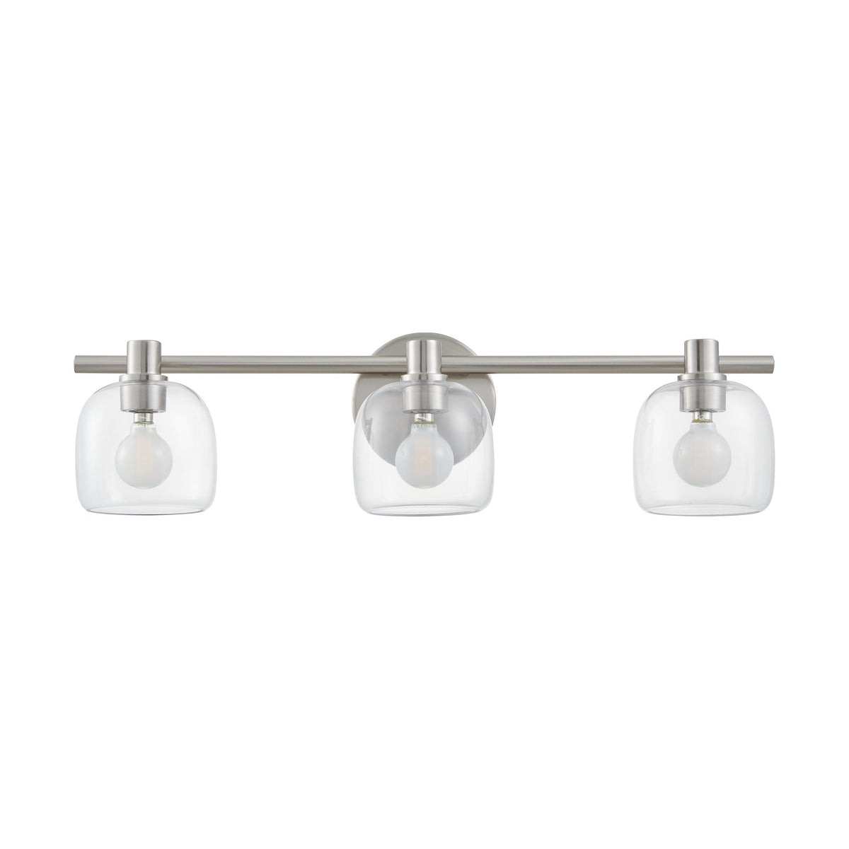 Valentina 24-inch 3-light Brushed Nickel Vanity Light with Clear Glass Shades