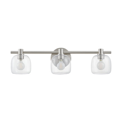 Valentina 24-inch 3-light Brushed Nickel Vanity Light with Clear Glass Shades
