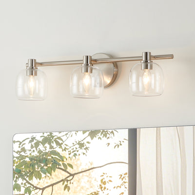 Valentina 24-inch 3-light Brushed Nickel Vanity Light with Clear Glass Shades