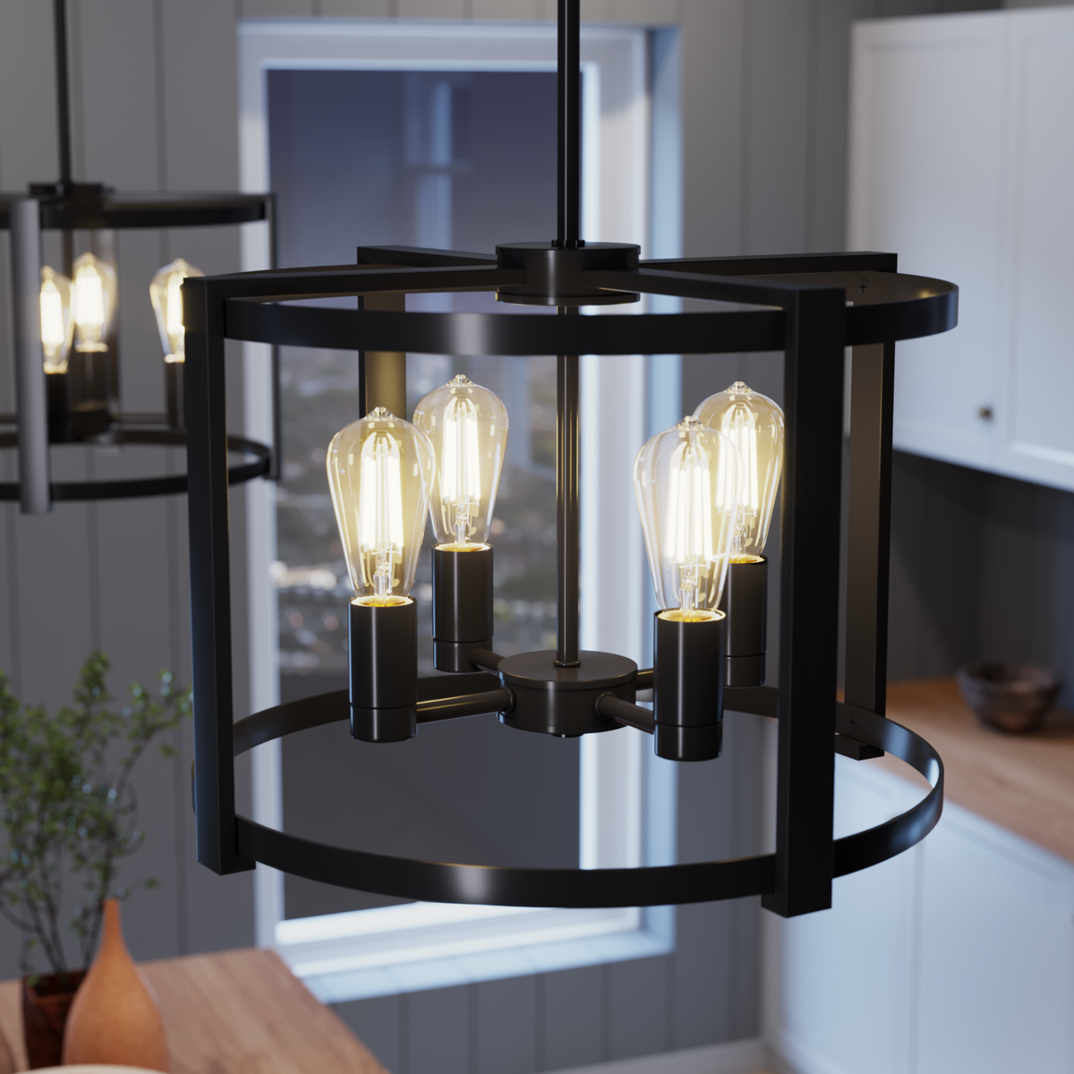 Astwood 18-inch 4-light Matte Black Drum Chandelier
