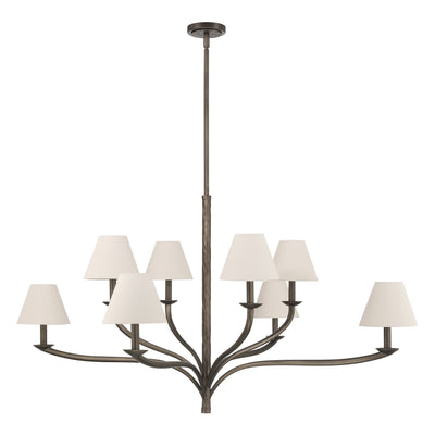 Bethany 52-inch 8-light Forged Bronze Chandelier with Natural Linen Shades