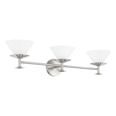 Tremolo 33-inch 3-light Brushed Nickel and Polished Nickel Vanity Light with Etched Opal Glass