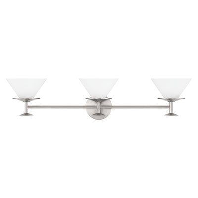 Tremolo 33-inch 3-light Brushed Nickel and Polished Nickel Vanity Light with Etched Opal Glass