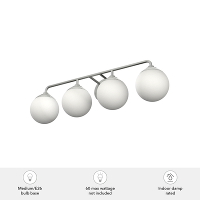 Hepburn 30-inch 4-light Brushed Nickel Vanity Light with Cased White Glass