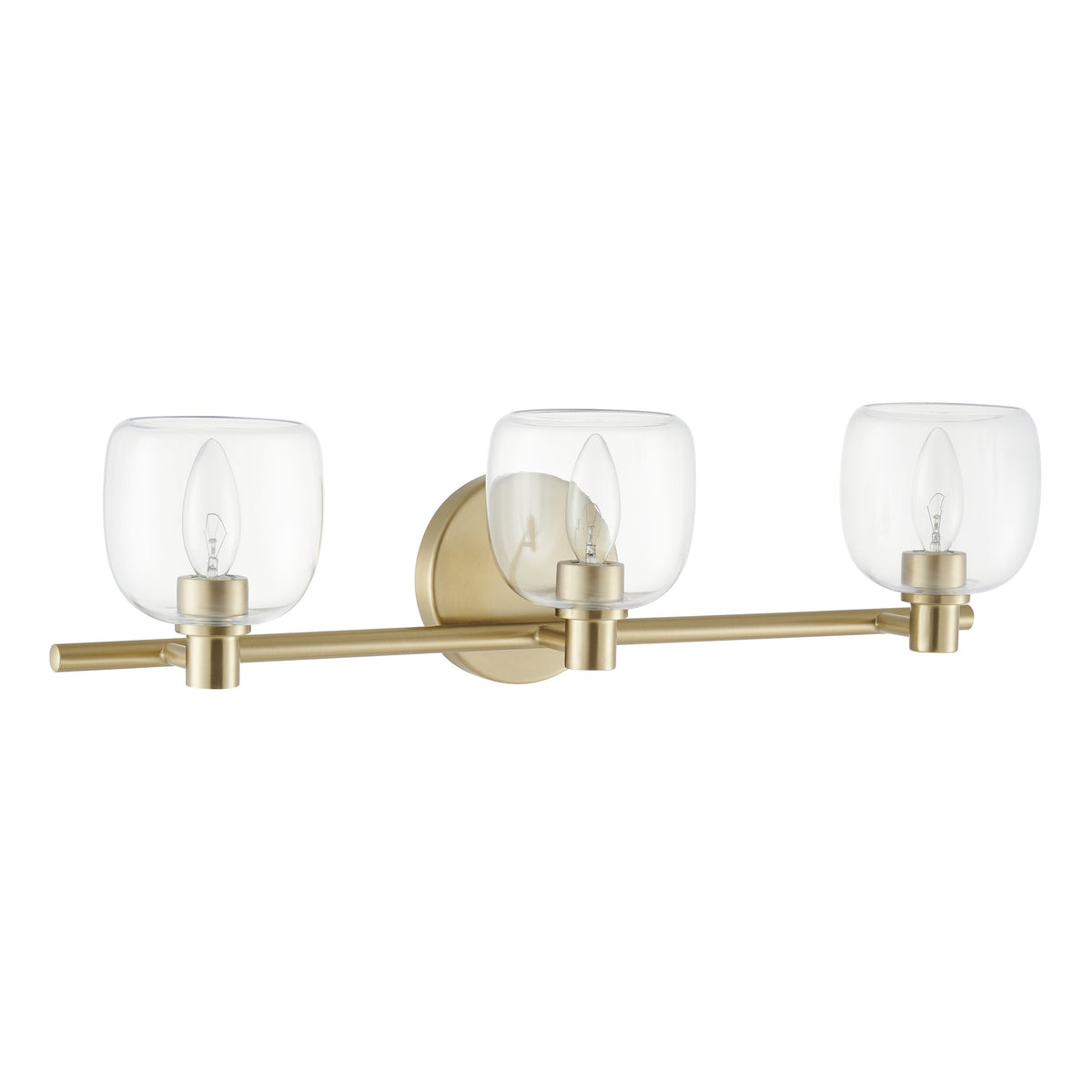 Valentina 24-inch 3-light Champagne Gold Vanity Light with Clear Glass Shades