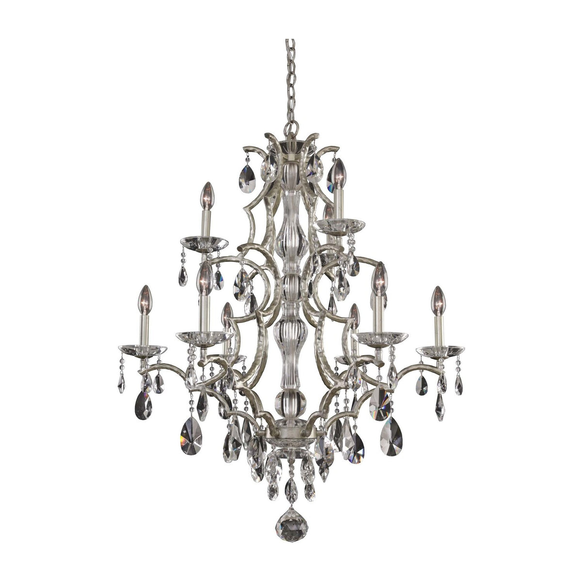 137'' Shorecrest 9 Light Sliver Dollar Tiered Chandelier