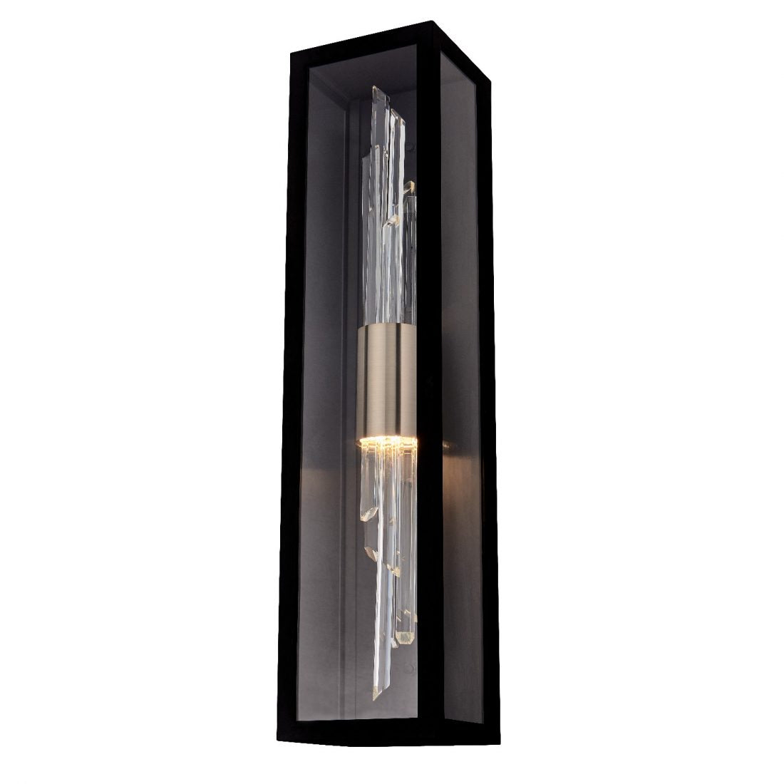 7'' Lucca Esterno 1 Light Matte Black With Brushed Champagne Gold Outdoor Wall Sconce