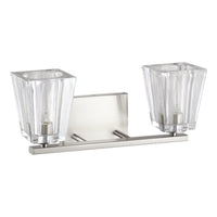 Valentin 15-inch 2-light Brushed Nickel Vanity Light with Clear Pressed Glass Shades