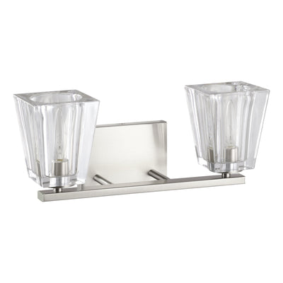 Valentin 15-inch 2-light Brushed Nickel Vanity Light with Clear Pressed Glass Shades
