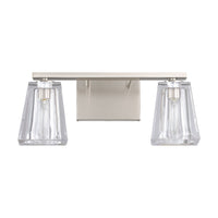 Valentin 15-inch 2-light Brushed Nickel Vanity Light with Clear Pressed Glass Shades