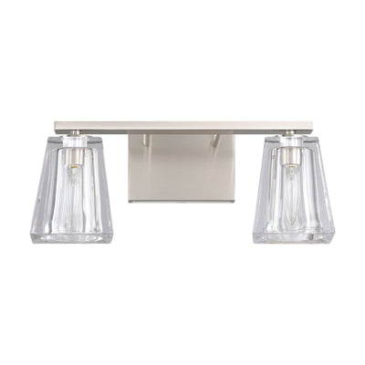 Valentin 15-inch 2-light Brushed Nickel Vanity Light with Clear Pressed Glass Shades