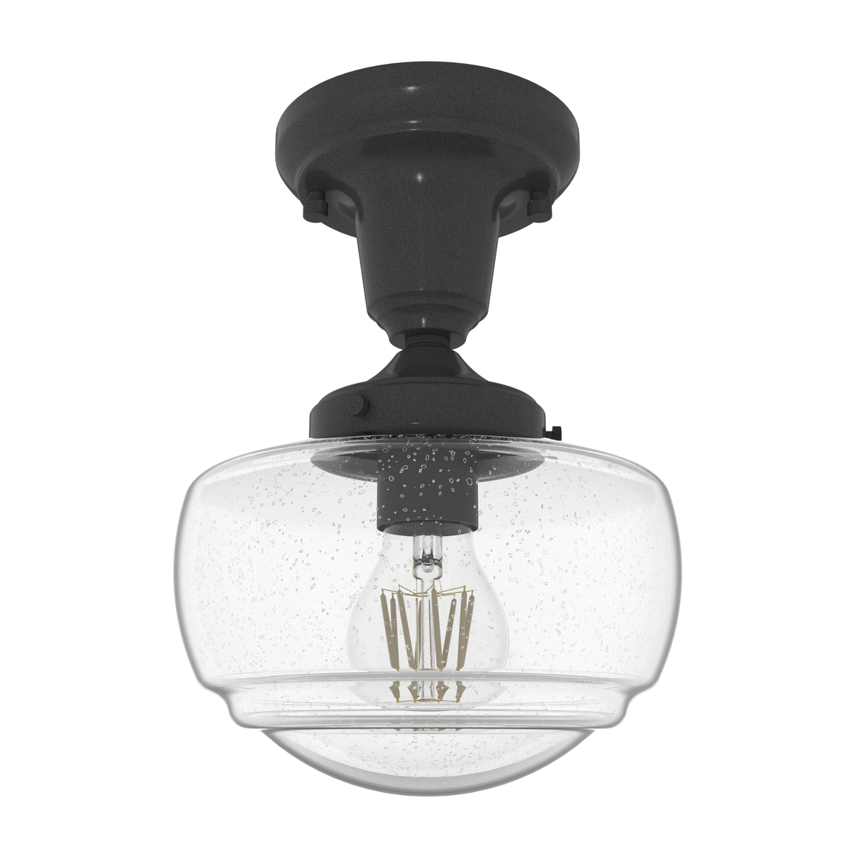 Saddle Creek 7.5-inch 1-light Noble Bronze Schoolhouse Pendant with Seeded Glass