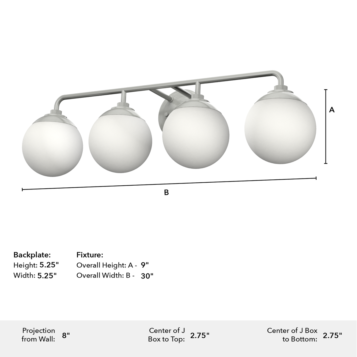 Hepburn 30-inch 4-light Brushed Nickel Vanity Light with Cased White Glass