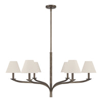 Bethany 42-inch 6-light Forged Bronze Chandelier with Natural Linen Shades