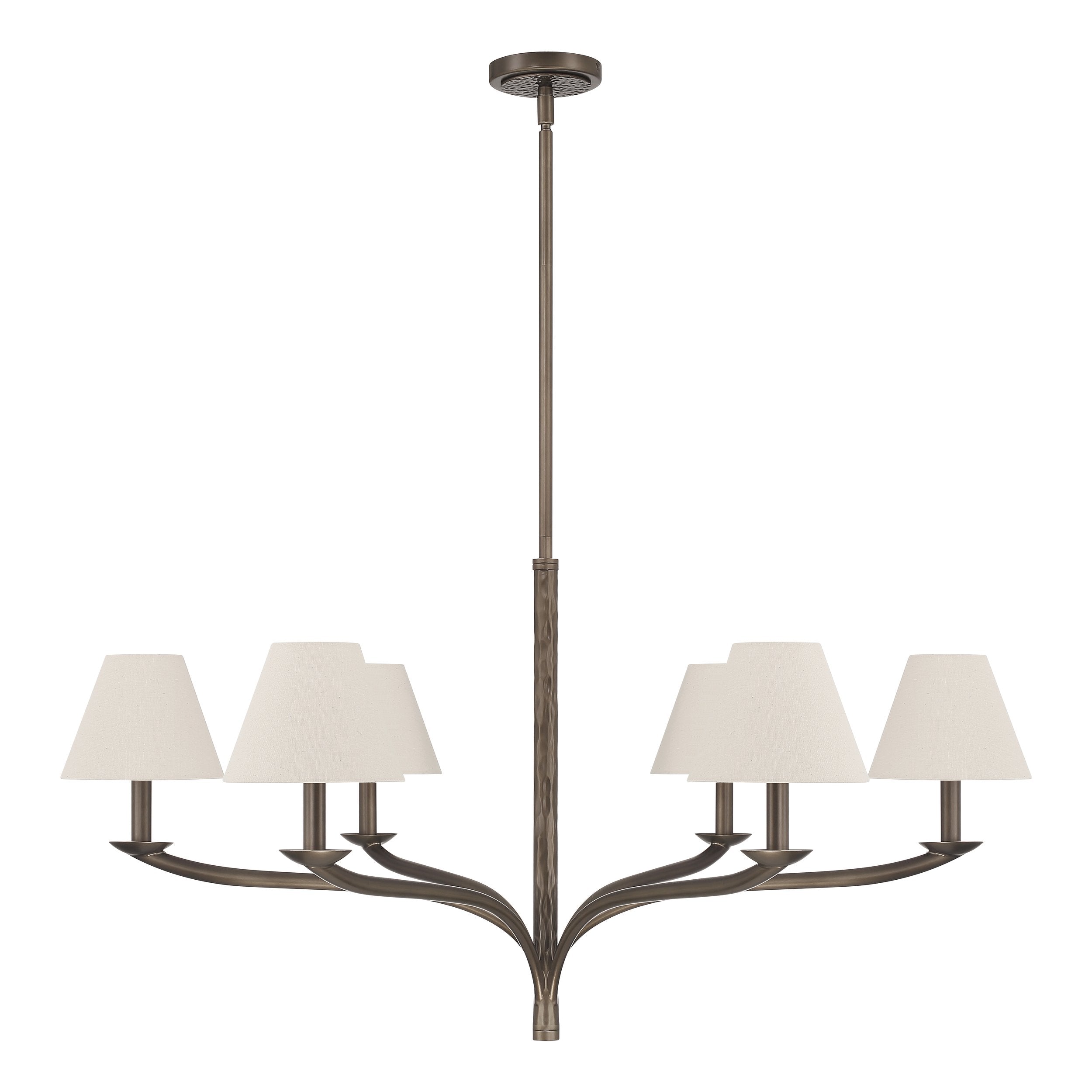 Bethany 42-inch 6-light Forged Bronze Chandelier with Natural Linen Shades