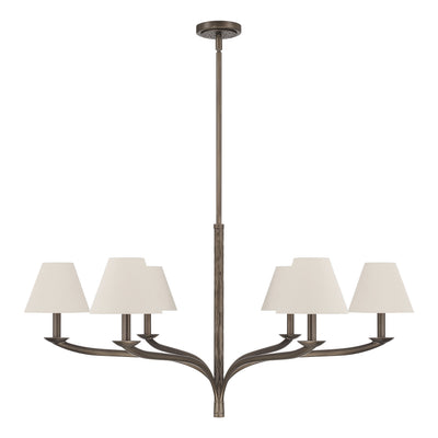 Bethany 42-inch 6-light Forged Bronze Chandelier with Natural Linen Shades