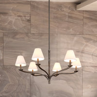 Bethany 42-inch 6-light Forged Bronze Chandelier with Natural Linen Shades