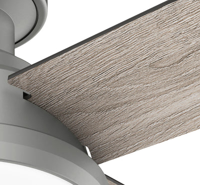 52 inch Dempsey Matte Silver Low Profile Ceiling Fan with LED Light Kit and Handheld Remote