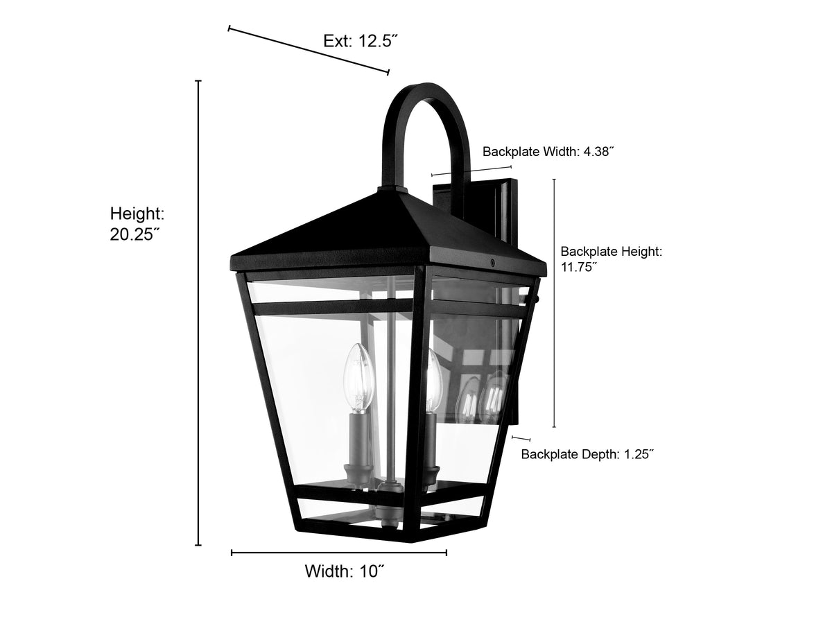 10'' Seager Textured Black 2 Light Wall Sconce