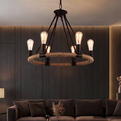 Ganges 6 Light Up Black Chandelier