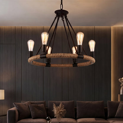 Ganges 6 Light Up Black Chandelier