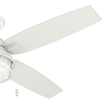 52 inch Ocala Fresh White Damp Rated Ceiling Fan with LED Light Kit and Pull Chain