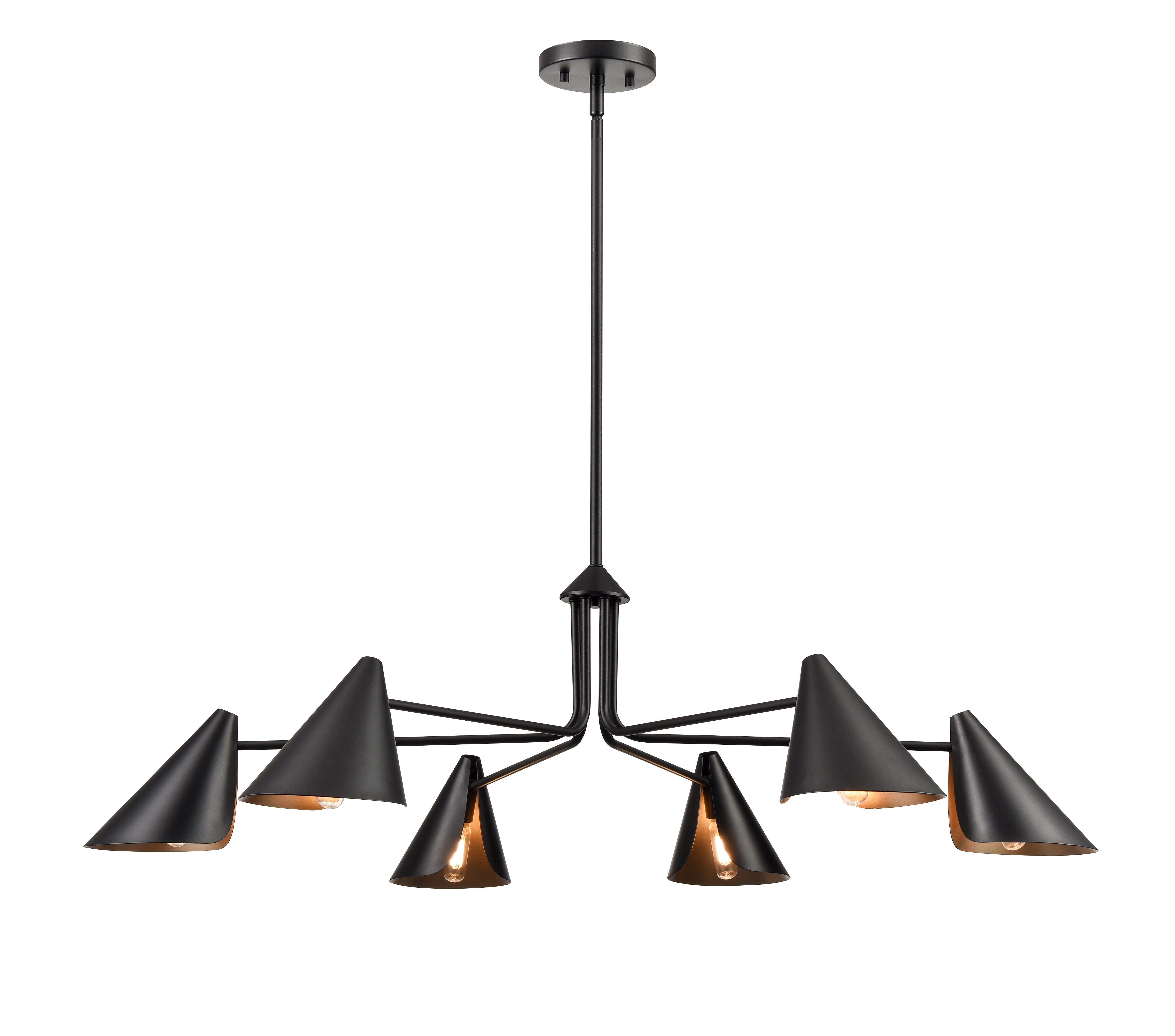 11.25'' Warhol Matte Black 6 Light Chandelier