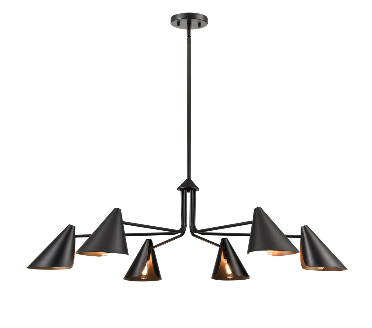 11.25'' Warhol Matte Black 6 Light Chandelier