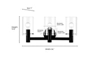 24'' Apolla Matte Black 3 Light Bath Vanity