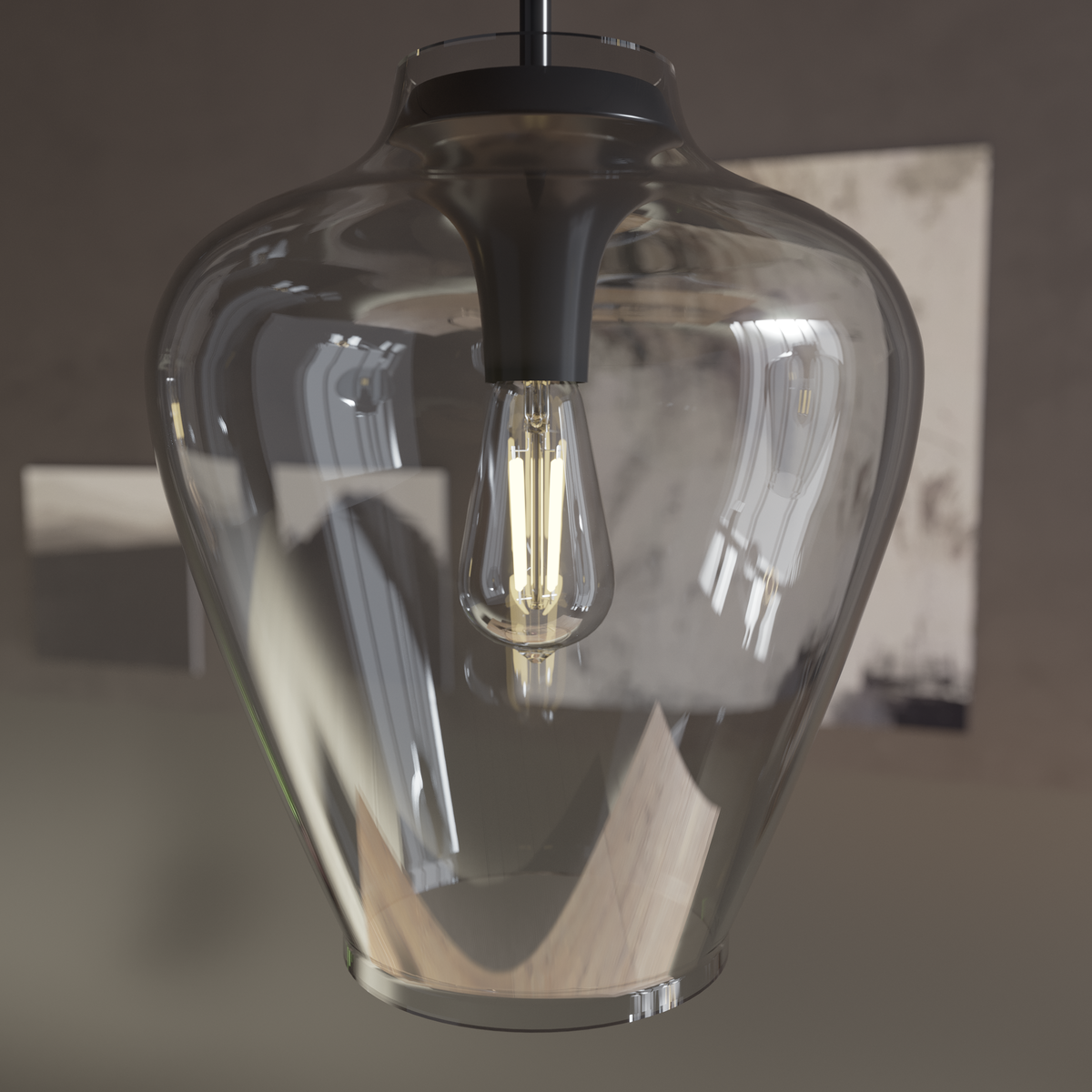 Vidria 12-inch 1-light Matte Black Pendant with Smoked Glass