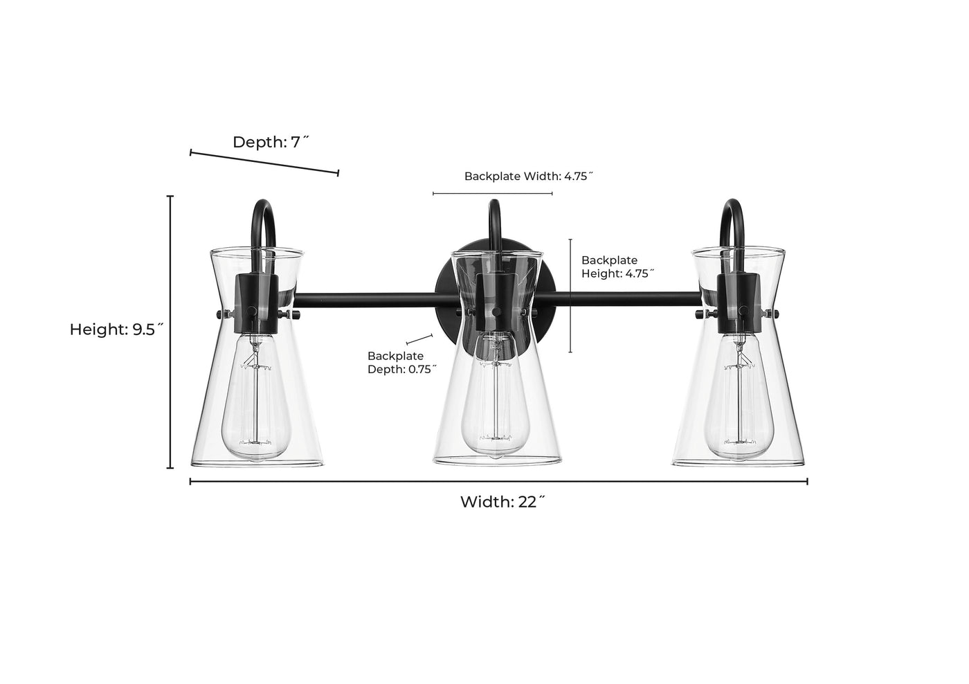22'' Camellia Brushed Nickel 3 Light Bath Vanity