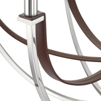 Sussex 29-inch 6-light Polished Nickel and Dark Brown Faux Leather Chandelier