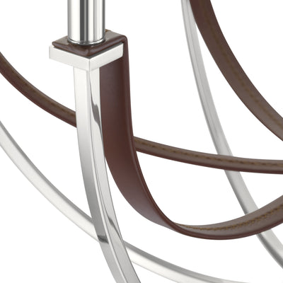 Sussex 29-inch 6-light Polished Nickel and Dark Brown Faux Leather Chandelier
