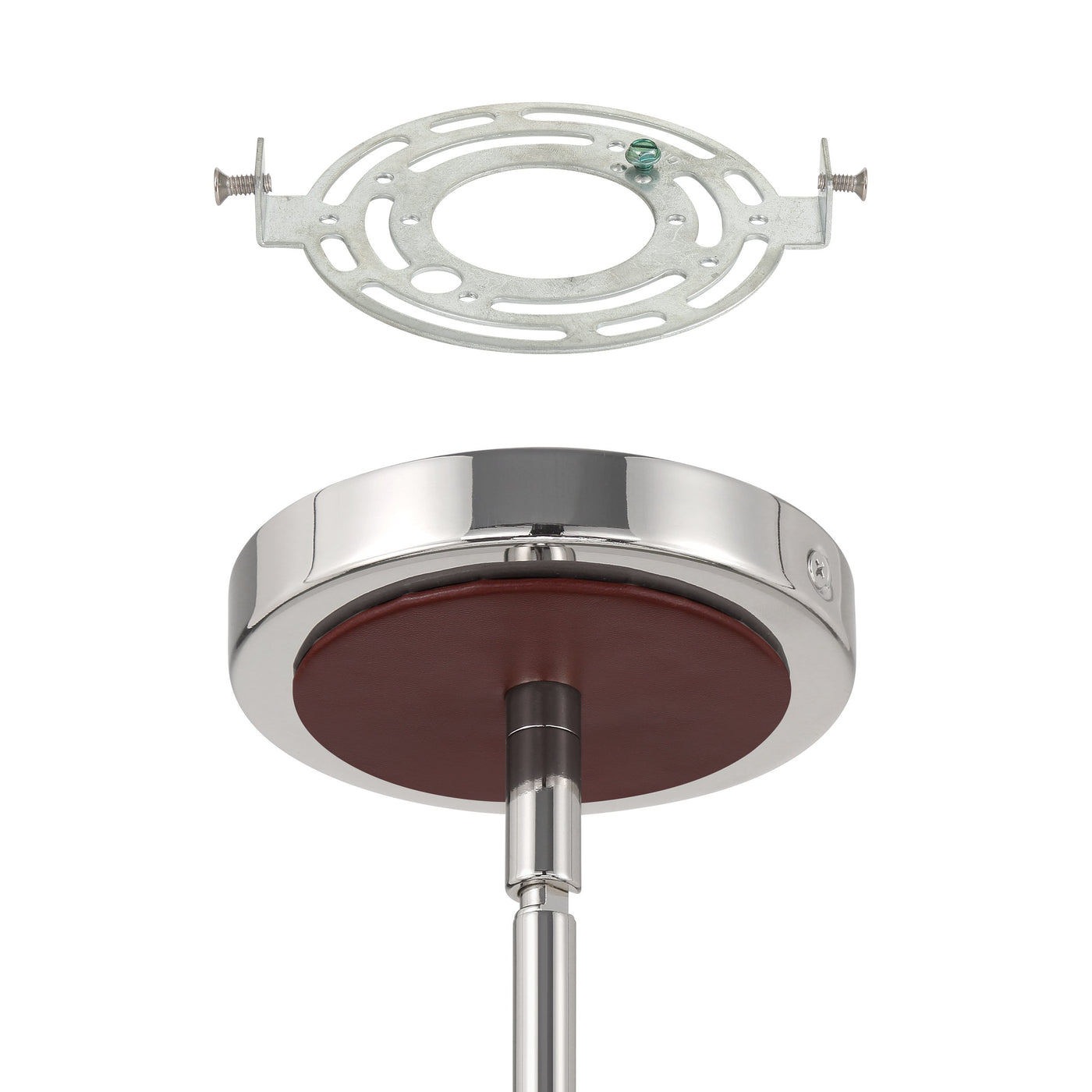 Sussex 29-inch 6-light Polished Nickel and Dark Brown Faux Leather Chandelier