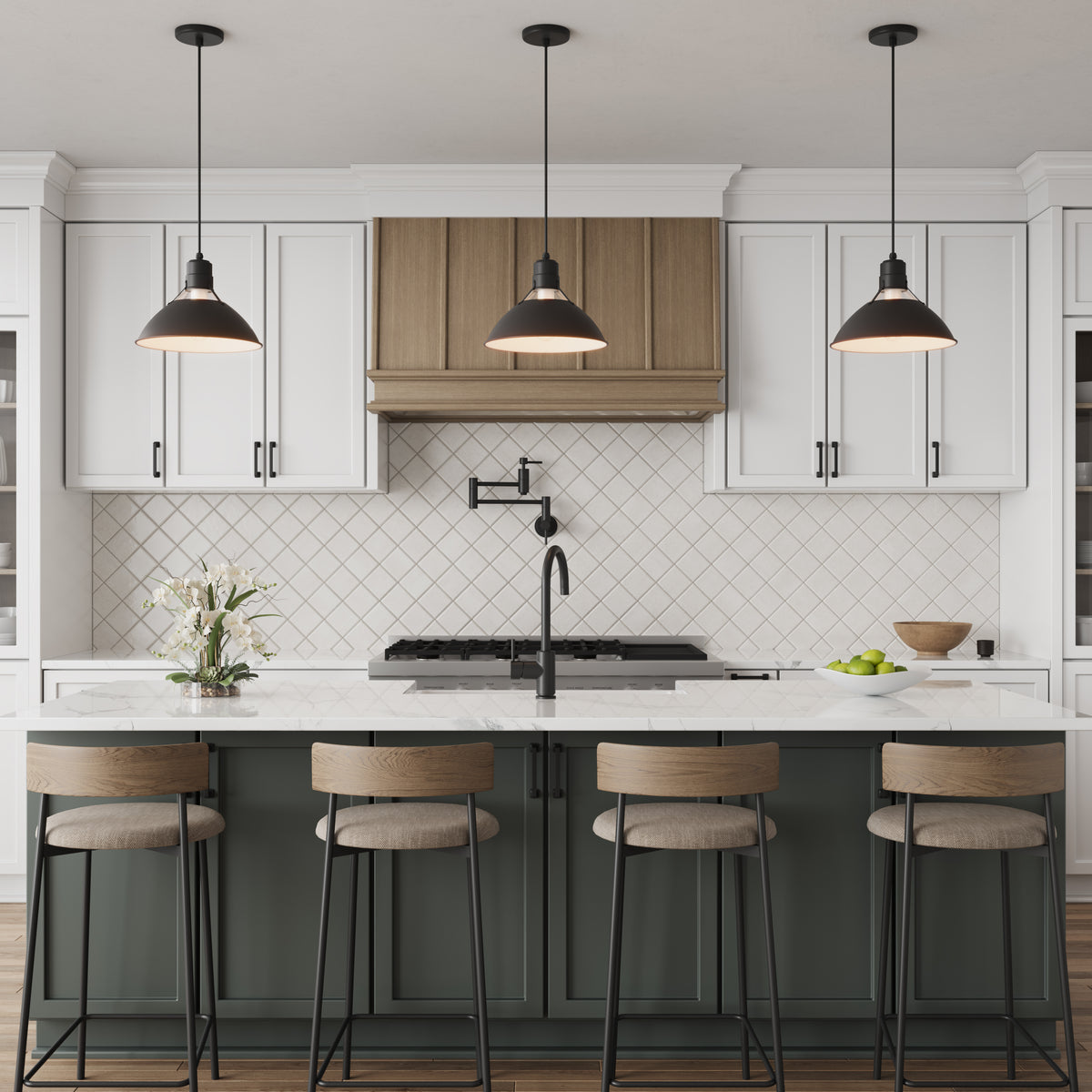 9.75'' R Series Satin Black 1 Light Pendant