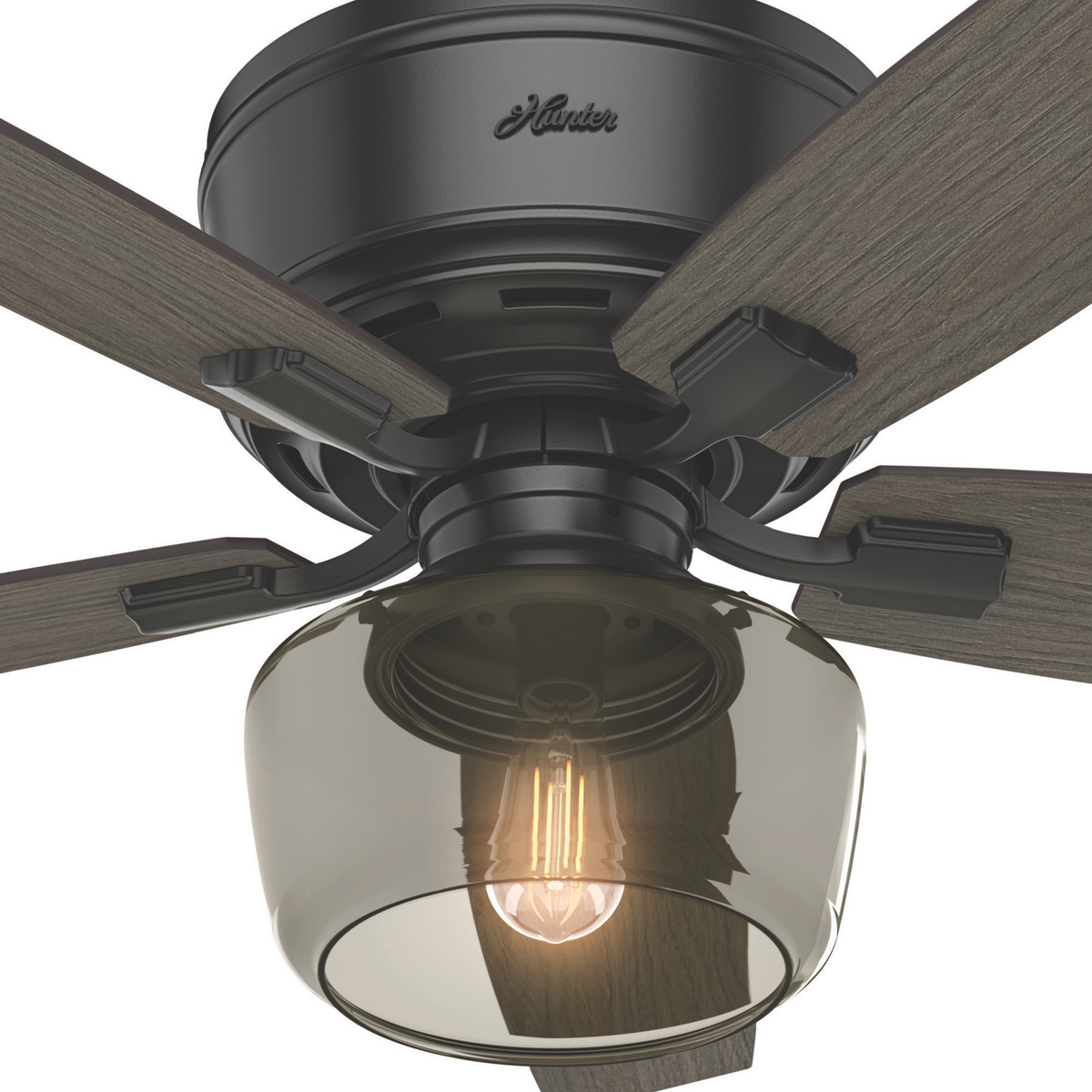 52 inch Bennett Matte Black Low Profile Ceiling Fan with LED Light Kit and Handheld Remote