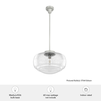 Saddle Creek 16-inch 1-light Brushed Nickel Schoolhouse Pendant with Seeded Glass