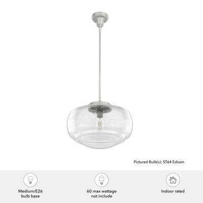 Saddle Creek 16-inch 1-light Brushed Nickel Schoolhouse Pendant with Seeded Glass