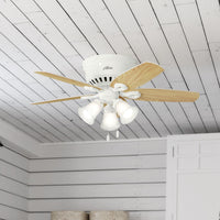 42 inch Builder Snow White Low Profile Ceiling Fan with LED Light Kit and Pull Chain