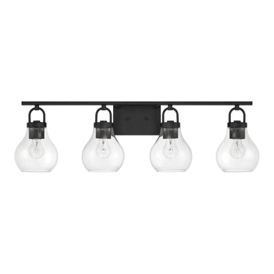 Mansfield 34-inch 4-light Matte Black Vanity Light with Clear Glass Shades