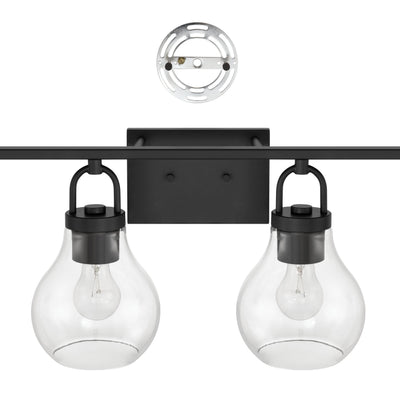 Mansfield 34-inch 4-light Matte Black Vanity Light with Clear Glass Shades