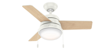 36 inch Aker Fresh White Ceiling Fan with LED Light Kit and Pull Chain